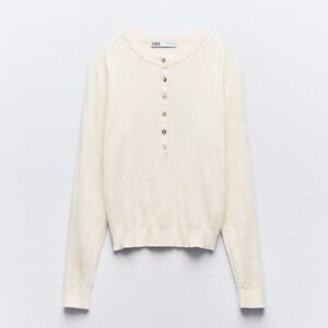 Zara cream sequin sweater top